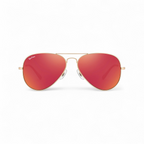 Gold Frame Red Lens Sunset Aviator Sunglasses Front View